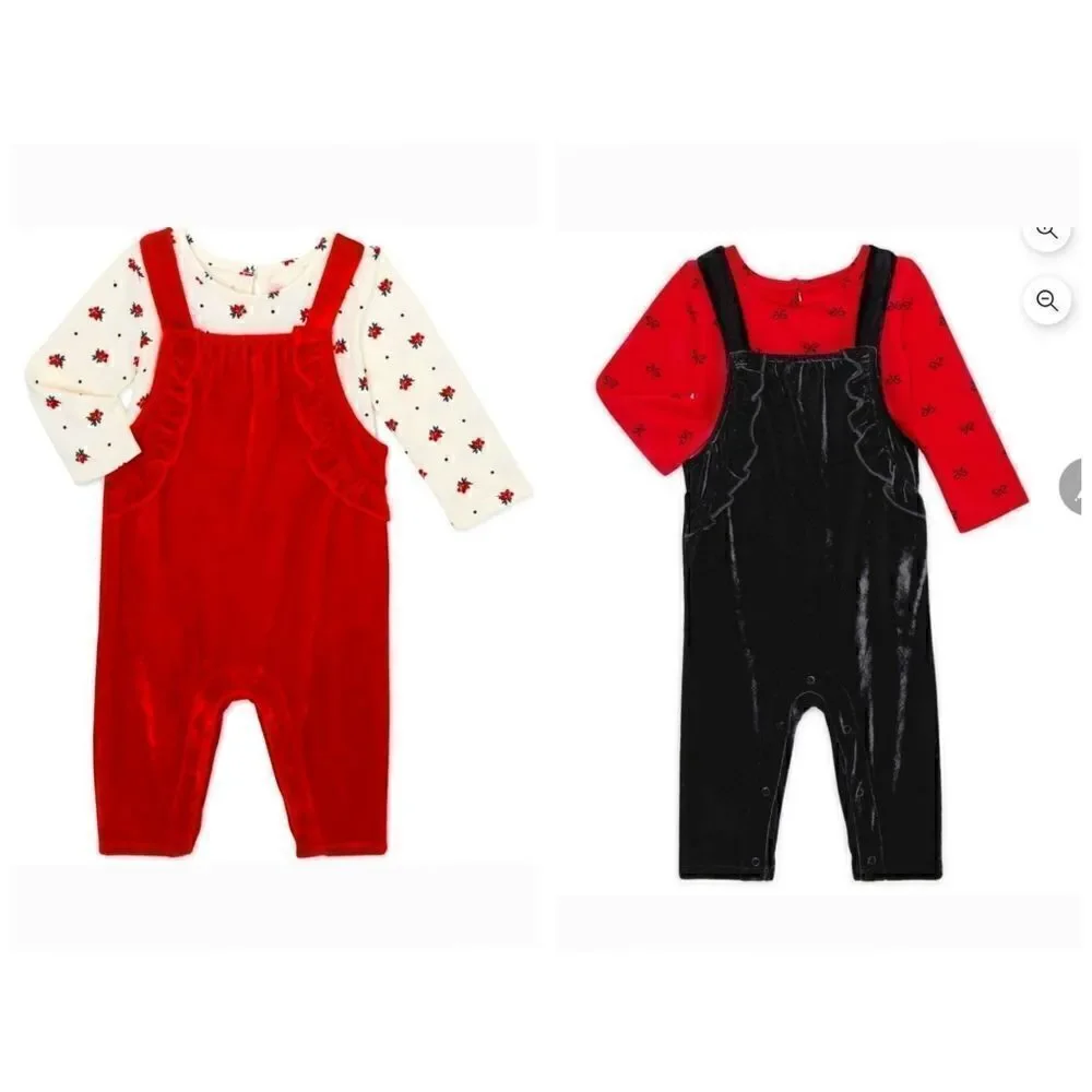 New baby girl Christmas outfit bundle of overall outfit sets
